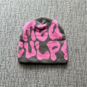 Grey and Pink Mea Culpa Beanie Y2K
